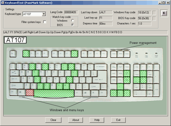 KeyboardTest Screenshot